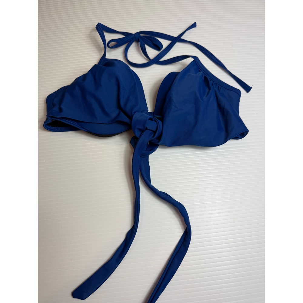 Victoria's Secret Blue Halter Bikini‎ Top Tie Front Swimsuit 34C
